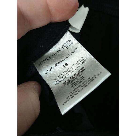 Jones New York Jeans Woman 16 Great Jones Jeggings Black Zip Button Casual - Picture 8 of 11